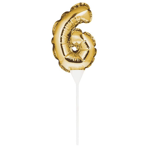 Balloon Cake Topper Number 6 Gold