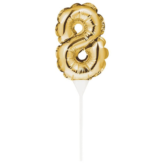 Balloon Cake Topper Number 8 Gold