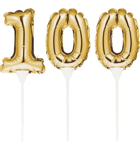 Balloon Cake Topper Number 100 Gold