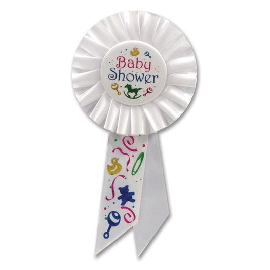 Baby Shower White Rosette Ribbon