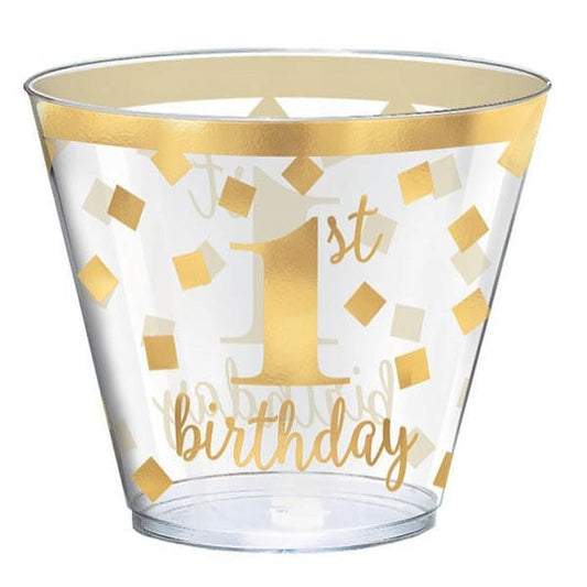 1st Birthday Gold Stamp 9oz Plastic Tumblers