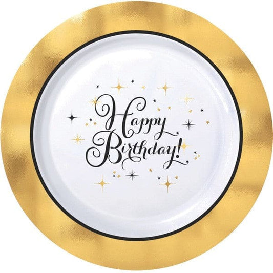 Premium Gold Birthday 10.5in Round Plastic Plates