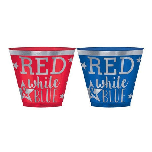 Red & Blue Hot Stamp Plastic 9oz Tumblers 30 Ct