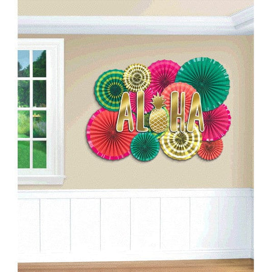 Aloha Deluxe Paper Fan Decorating Kit 17 Ct