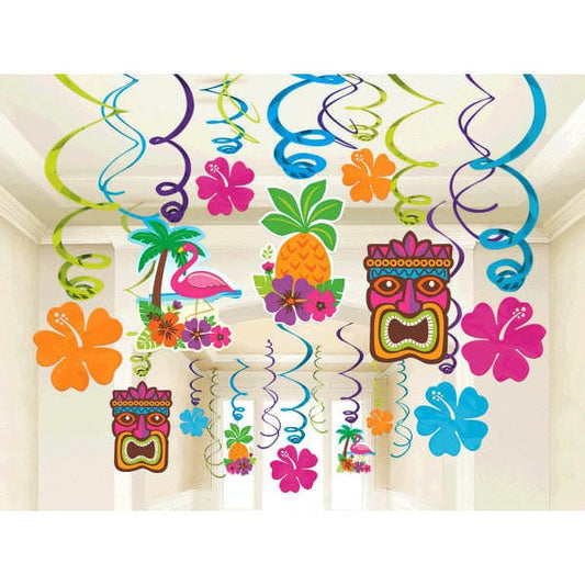 Summer Luau Foil Swirl Decorations Value Pack