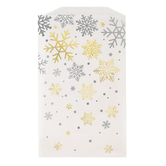 Silver and Gold Snowflakes Treat Bags 8 Ct