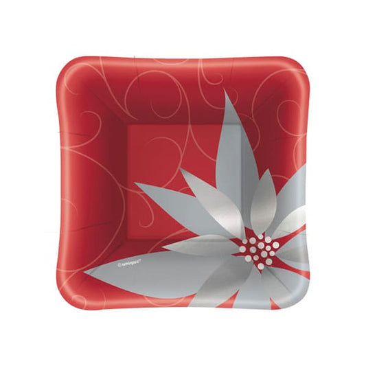 Elegant Red Christmas 5in Square Paper Plates