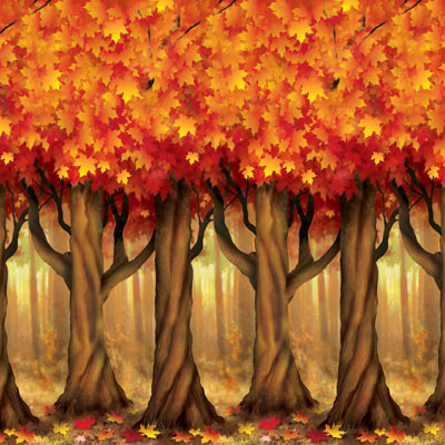 Fall Leaves and Trees Wall Backdrop