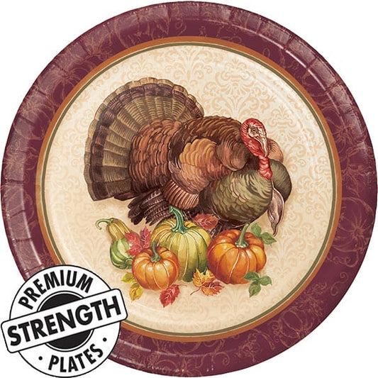 Thanksgiving Turkey 9in Round Dinner Paper Plates
