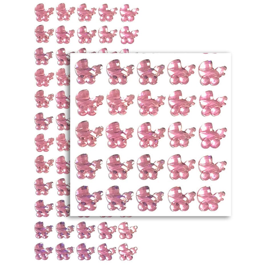 Baby Trolley Pink Rhinestone Stickers