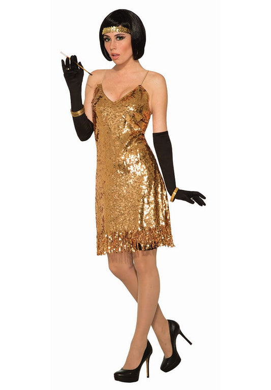 Gold Sequin Disco Dress Adult Costume