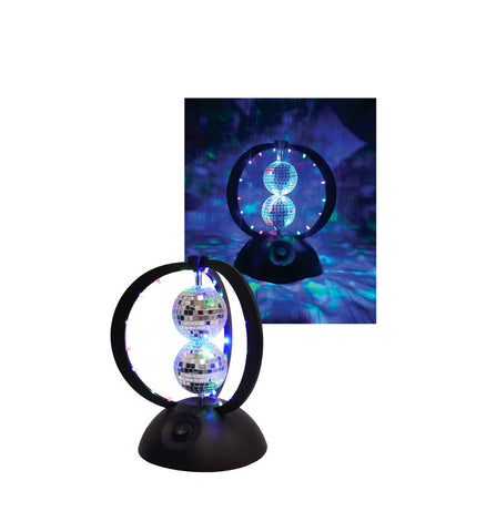 Twin Helix - 2 Rotating mirror balls with 24 multi-colored LEDs