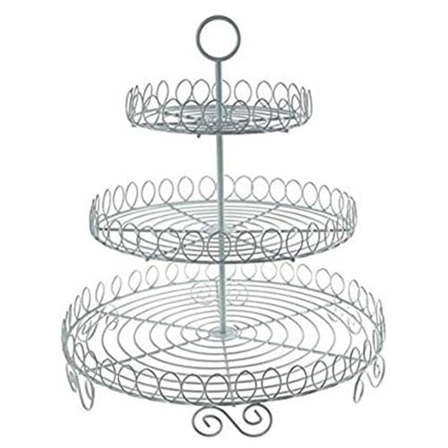 3 Tier Looped White Wire Cupcake Stand