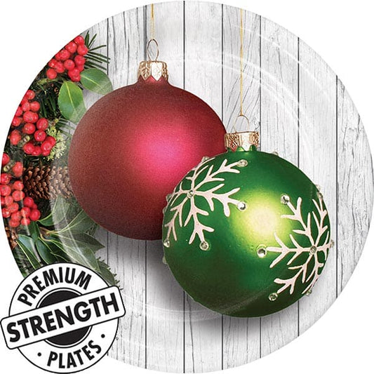Christmas Ornaments 9in Round Dinner Paper Plates