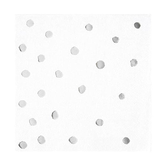 Classic White With Silver Beverage Napkins 16 Ct