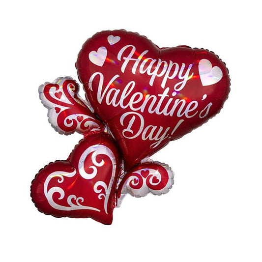 Valentine Swirly Hearts 26in Metallic Balloon