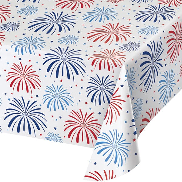 Patriotic Fireworks 54 x 102in Plastic Table Cover
