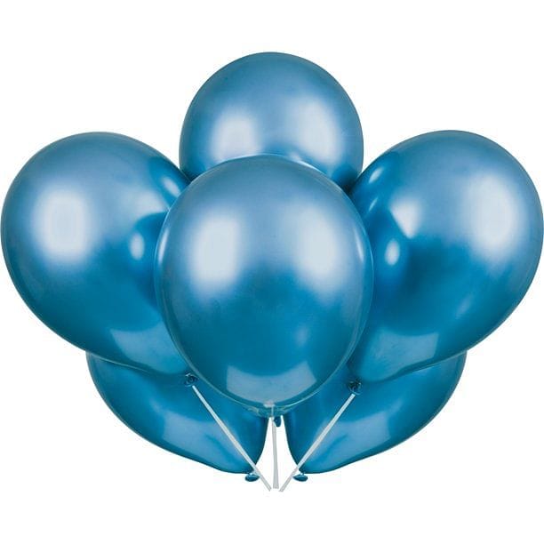 Blue 11" Chrome Latex Balloons, 6ct - Party Depot Store