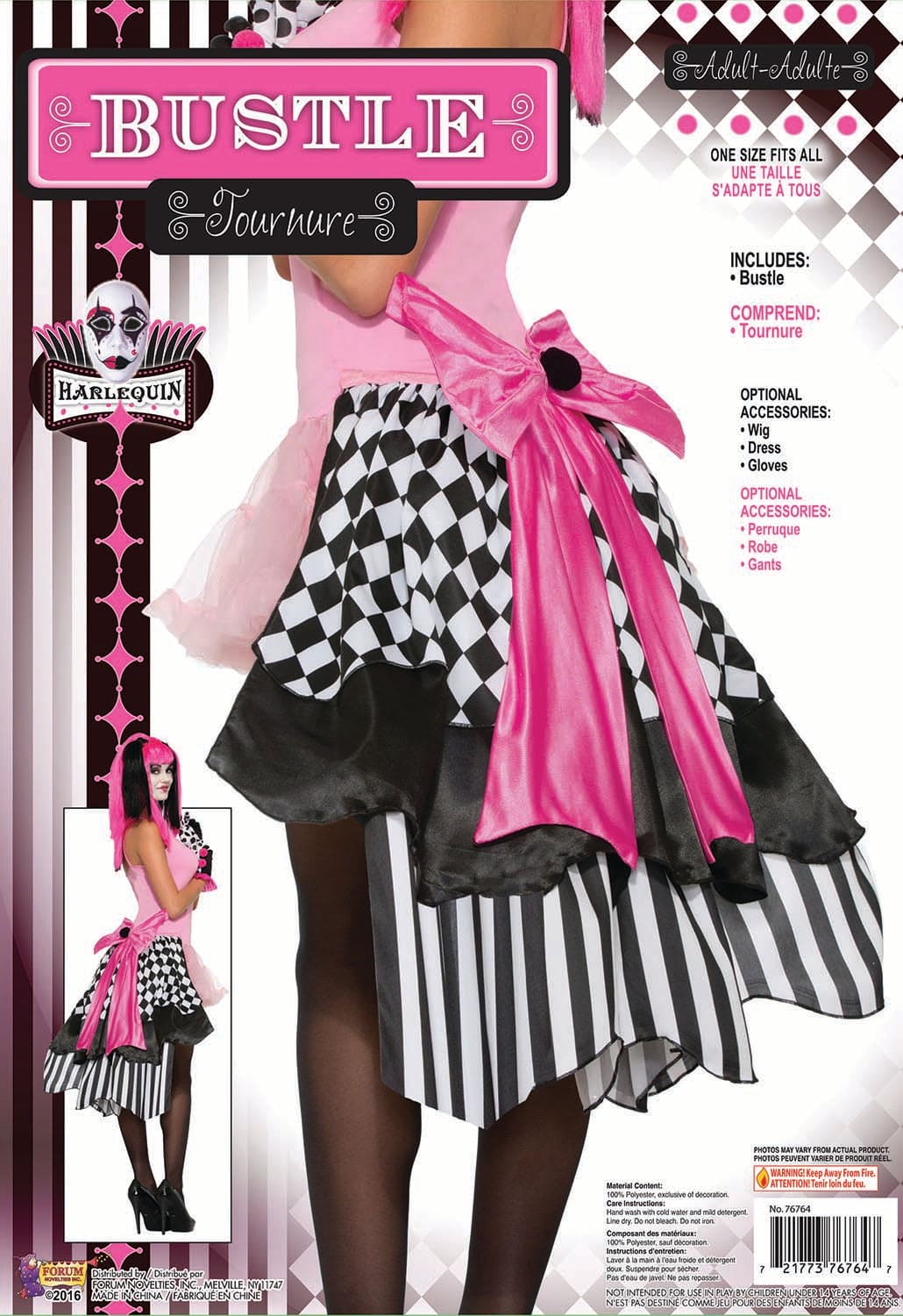 Women's Sexy Black, White Argyle Harlequin Clown Bustle