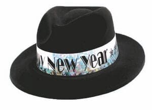 New Year's  Black Velour Fedora with Silver Band