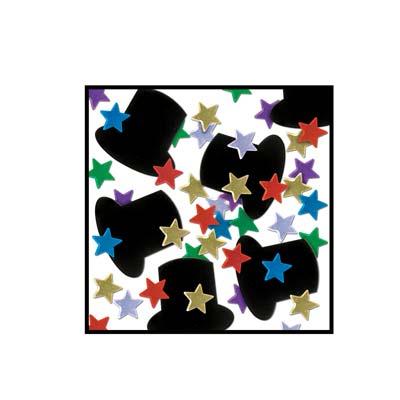 Multi-color Stars & Top Hats Foil Confetti Mix