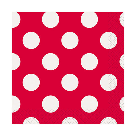 Polka Dot Ruby Red Beverage Napkins