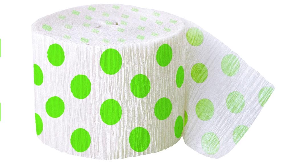 Polka Dot Lime Green 30ft Crepe Streamer