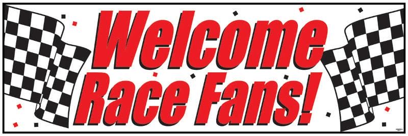 Black & White Check Welcome Race Fans  Giant Party Banner