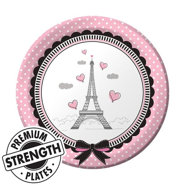 Party in Paris Round Plates 7in