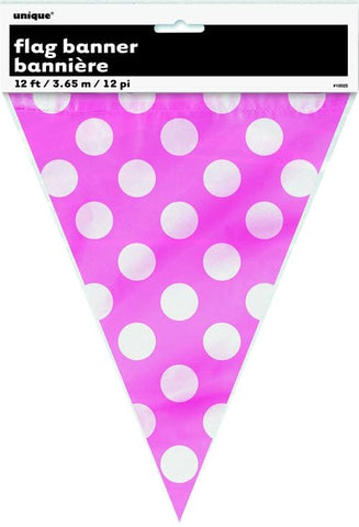 Hot Pink Polka Dot Flag Banner 12ft