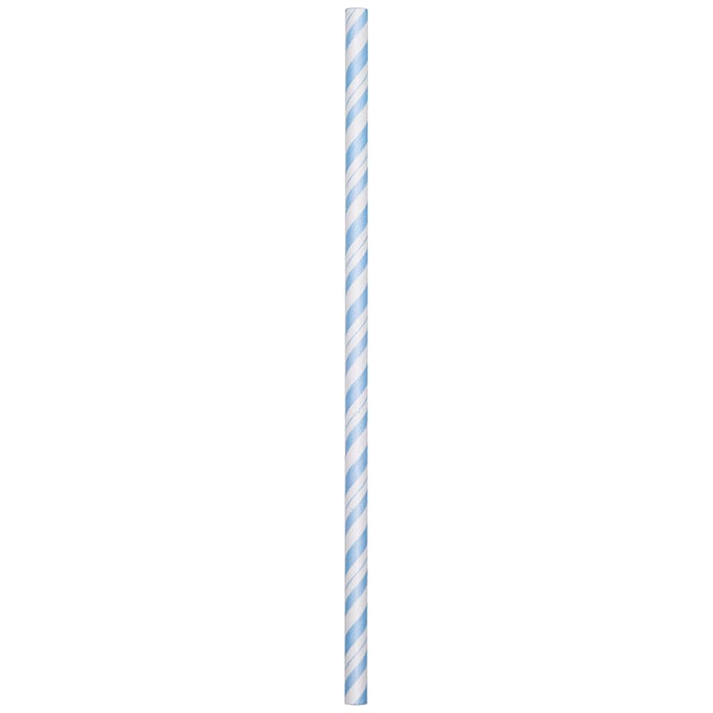 White and Pastel Blue Stripe Paper Straws