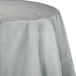Silver Color 82in Round Paper Table Cover Poly Back